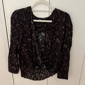 NWT Rails leopard print drape-front blouse